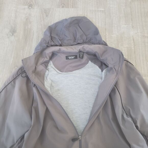 Ashford Sport Gray Long Sleeve Hooded Windbreaker Full Zip Jacket Mens Size XL - Picture 10 of 14